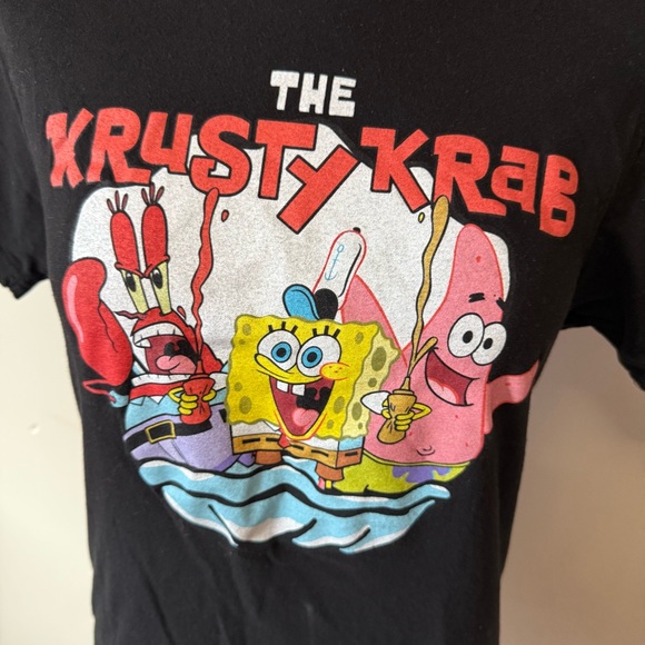 SPONGEBOB SQUAREPANTS NICKELODEON Black Graphic Tee T-Shirt - Picture 3 of 7
